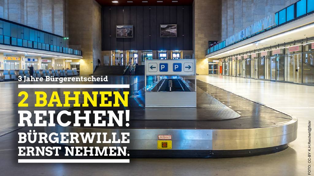 3 Jahre Bürgerentscheid: 2 Bahnen reichen - Bürgerwille ernst nehmen! © Grüne Bayern 