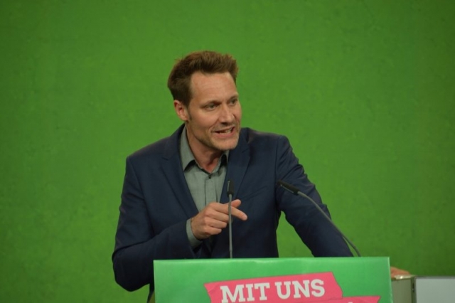 Spitzenkandidat Ludwig Hartmann auf dem Parteitag in Hirschaid.